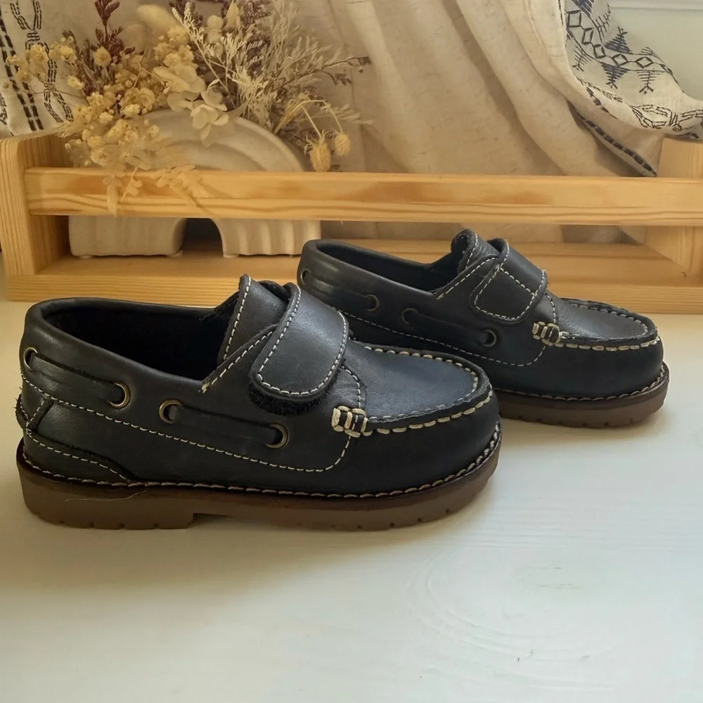 Kids  Leather Velcro Dress Loafers